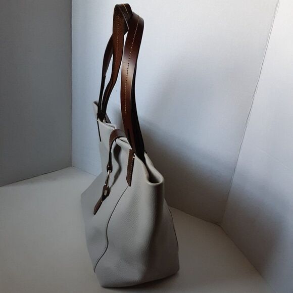 Dooney & Bourke Derby East/West Putty Leather Tote Bag Stone Gray Brown - Picture 14 of 14